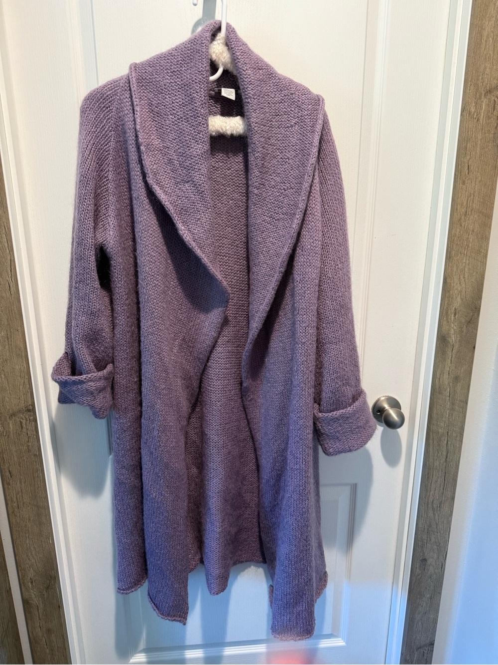 Soft Surroundings Lavender Open Front Knit Cardigan Duster Size L